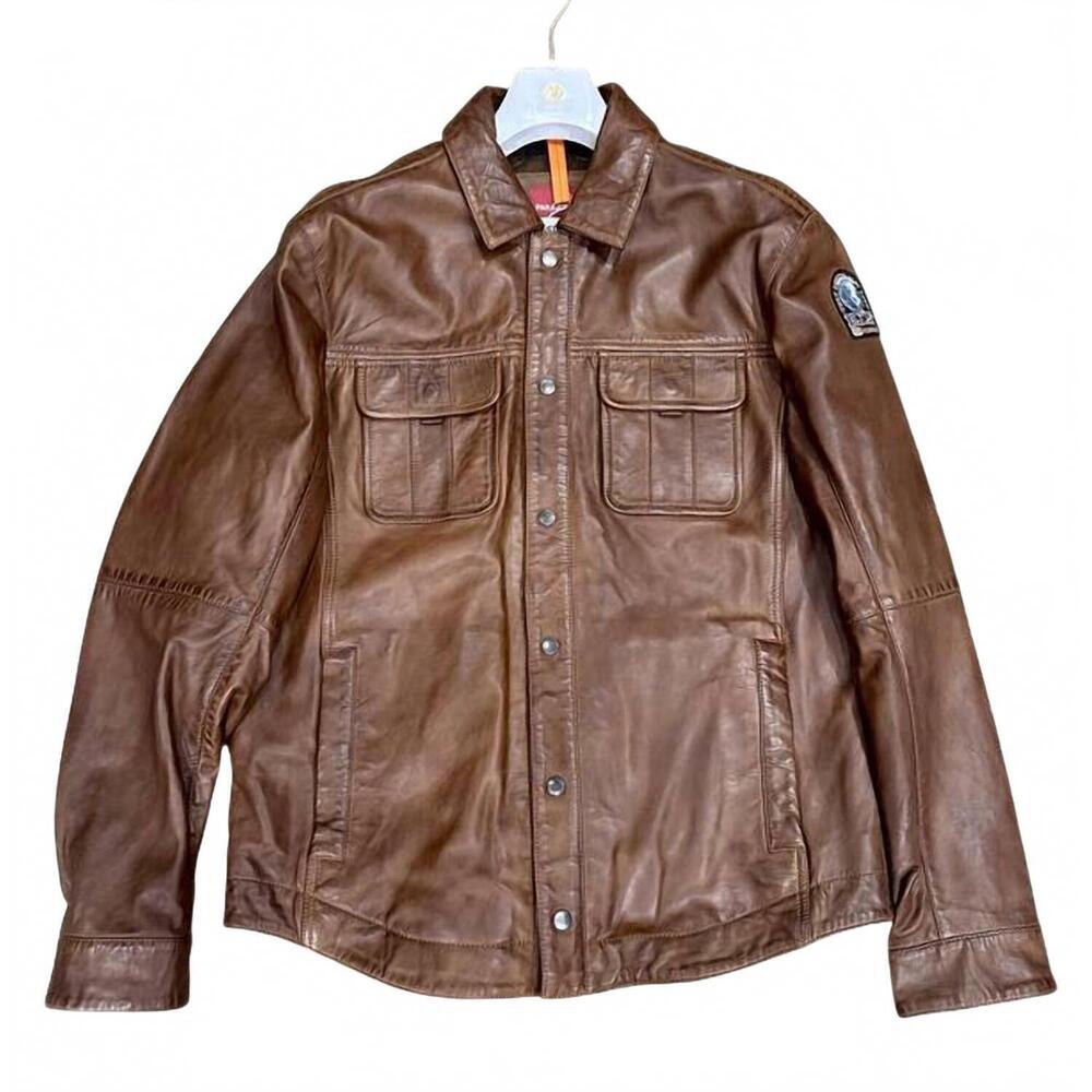 NEW PARAJUMPERS men's pearson leather jacket in clay